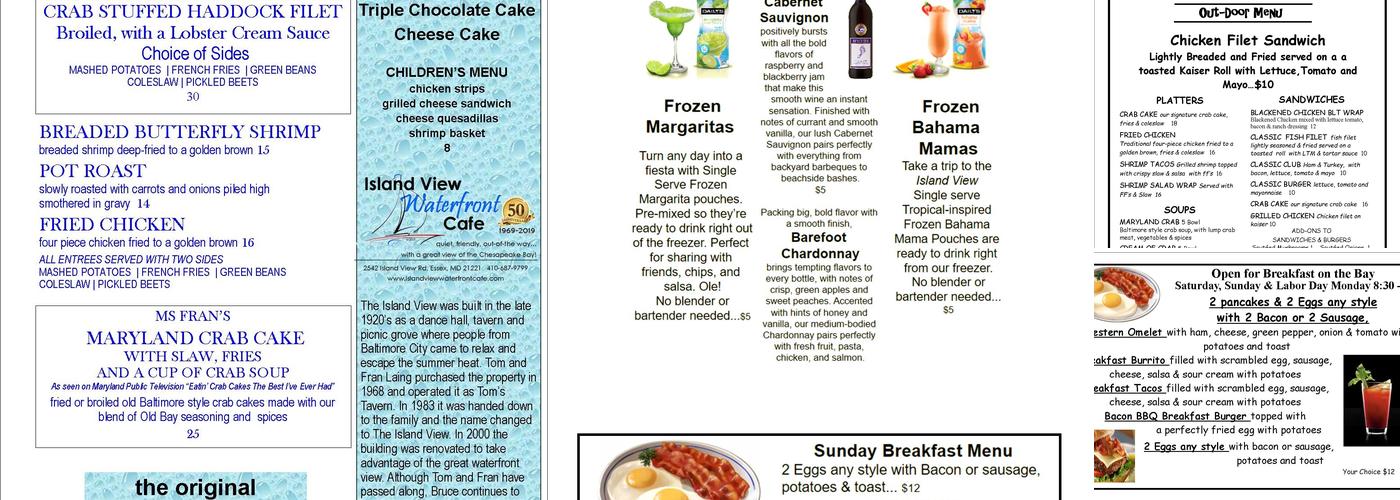 Island View Waterfront Menu