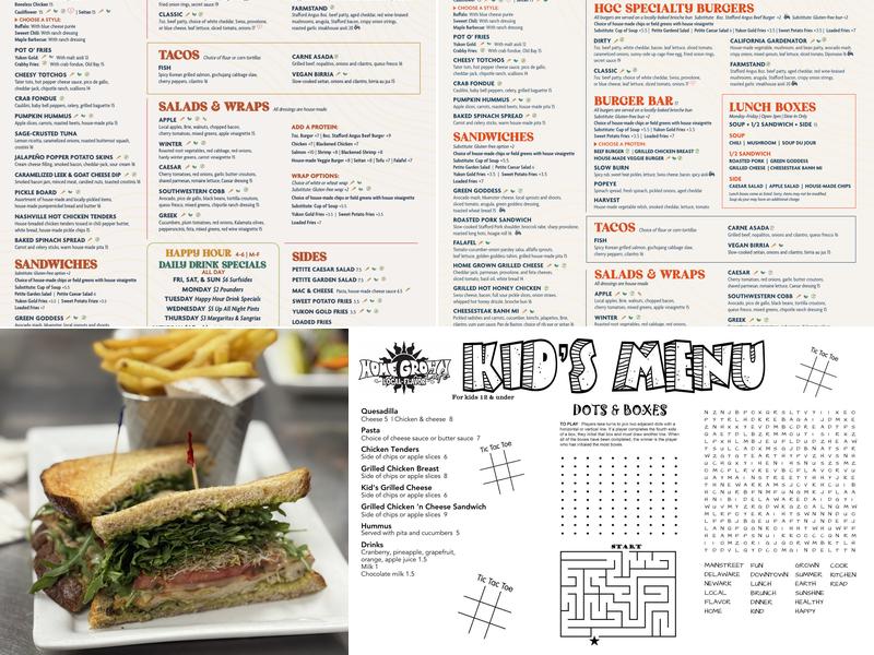 Home Grown Cafe Menu