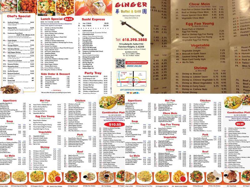 Ginger Buffet & Grill Menu