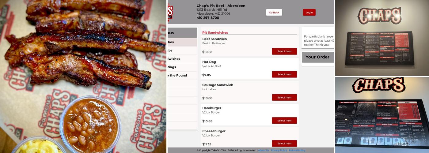 Chaps Pit Beef Aberdeen Menu