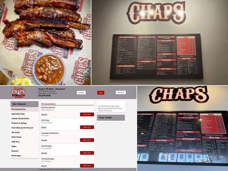 Chaps Pit Beef Aberdeen Menu