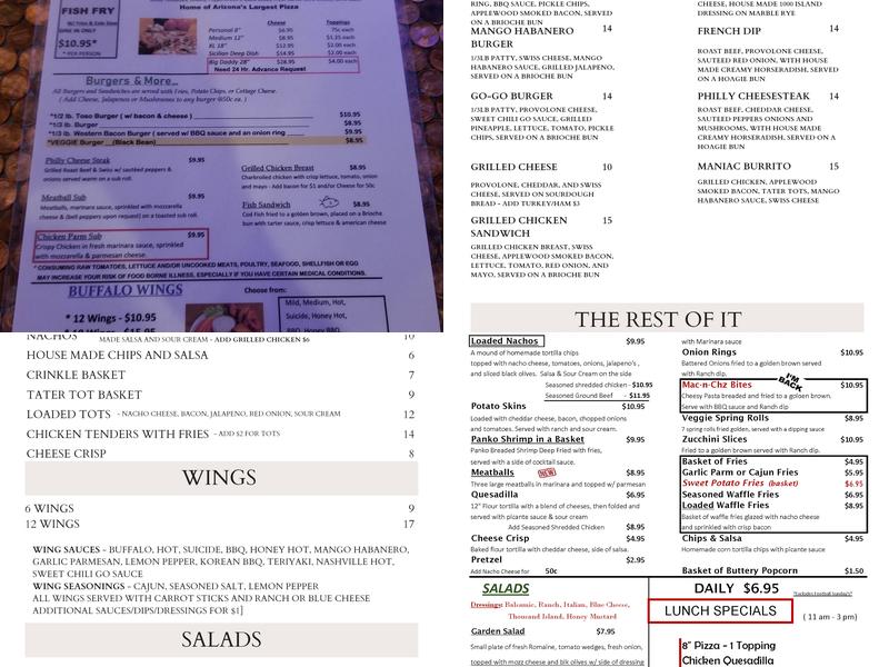 Tosos Bar & Restaurant Menu