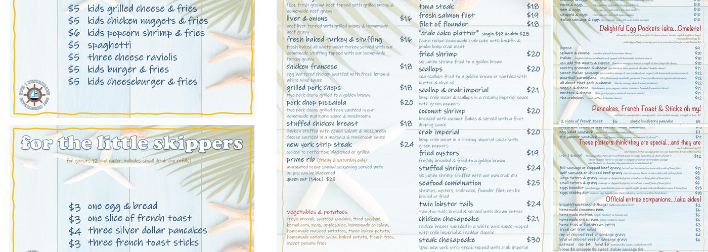 Pier 1 Restaurant Menu