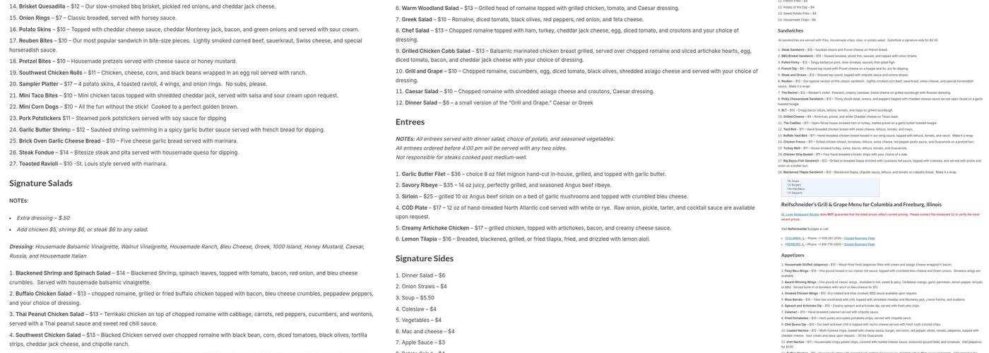 Reifschneider's Grill & Grape Menu