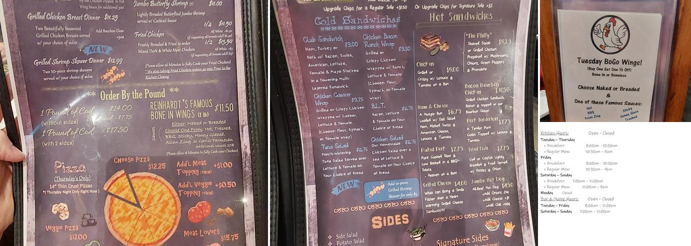 Reinhardt's Restaurant & Lounge Menu