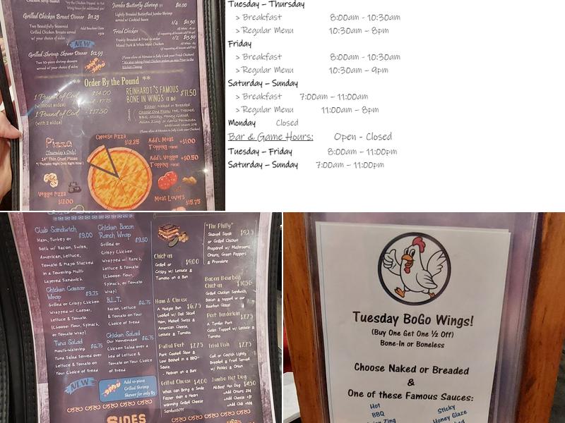 Reinhardt's Restaurant & Lounge Menu