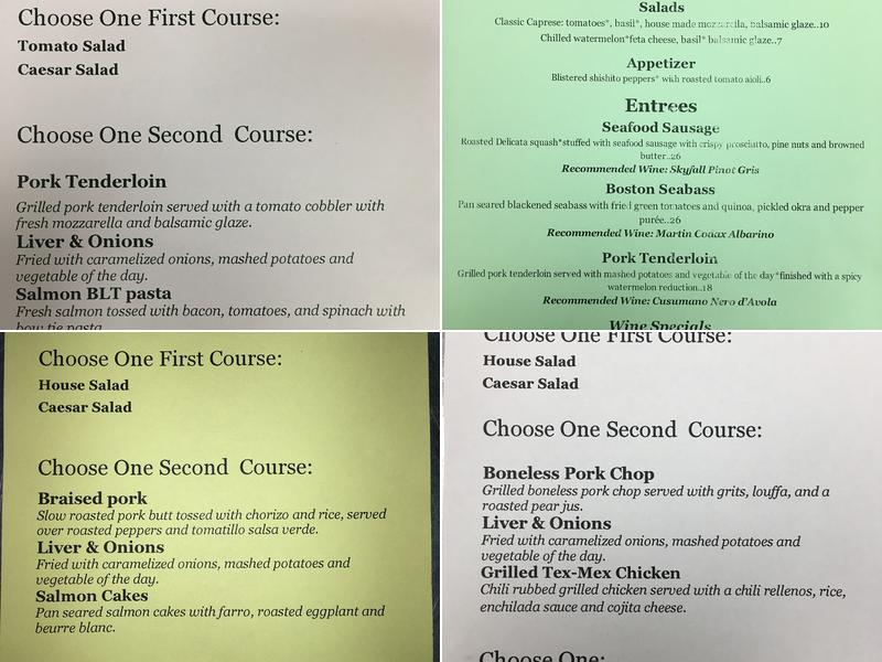 Two Tree Restaurant Menu