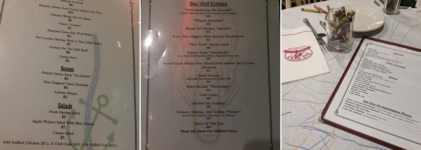 Bay Wolf Restaurant Menu