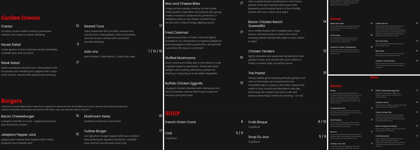 Tom Foolery's Restaurant & Bar Menu