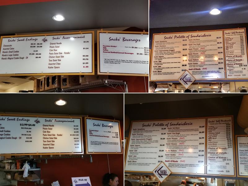 Sacks Sandwiches Phoenix Menu