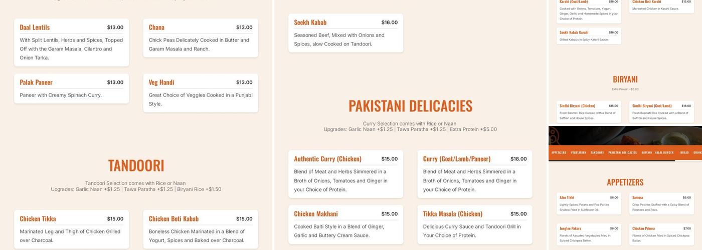 Curry Corner Menu