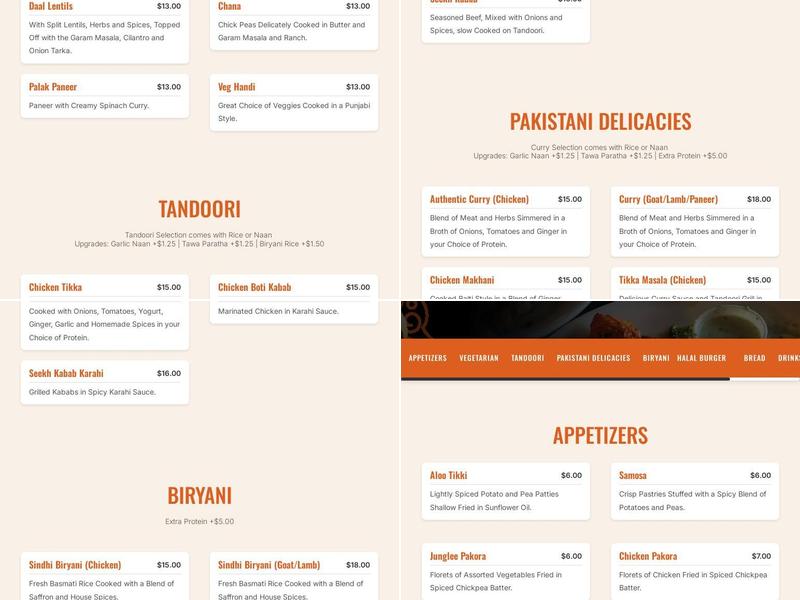 Curry Corner Menu