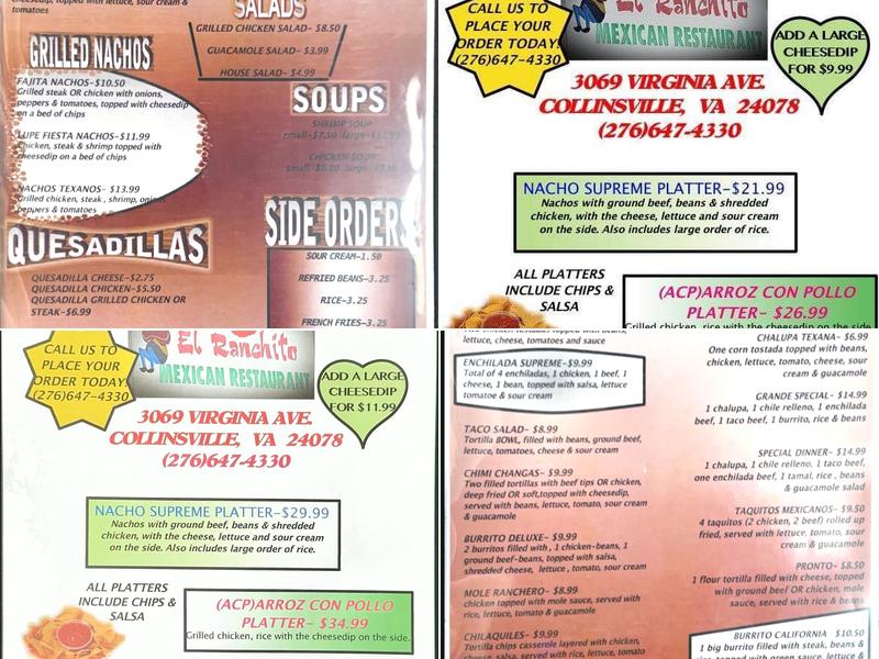 El Ranchito Menu