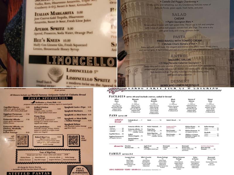 RigaTony's Authentic Italian Restaurant Menu