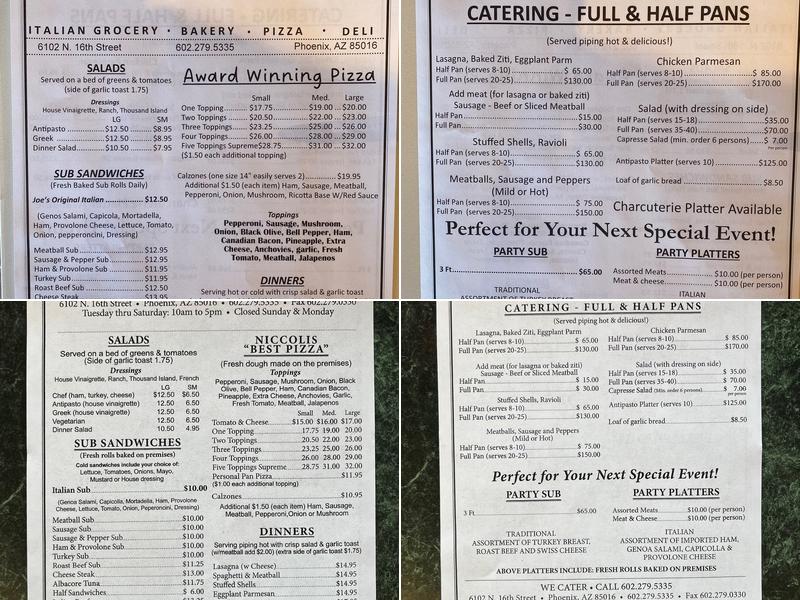 Niccoli's Italian Grocery-Deli Menu