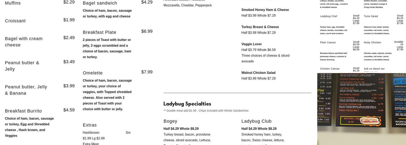 Ladybug Cafe Menu