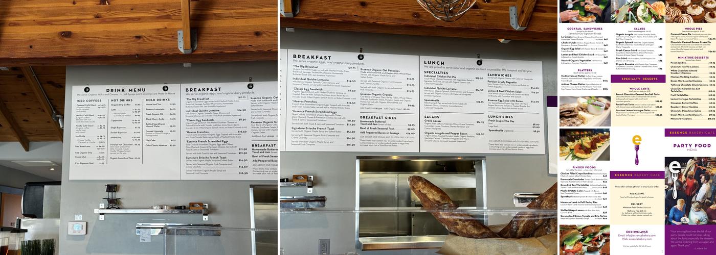 Essence Bakery Cafe Menu