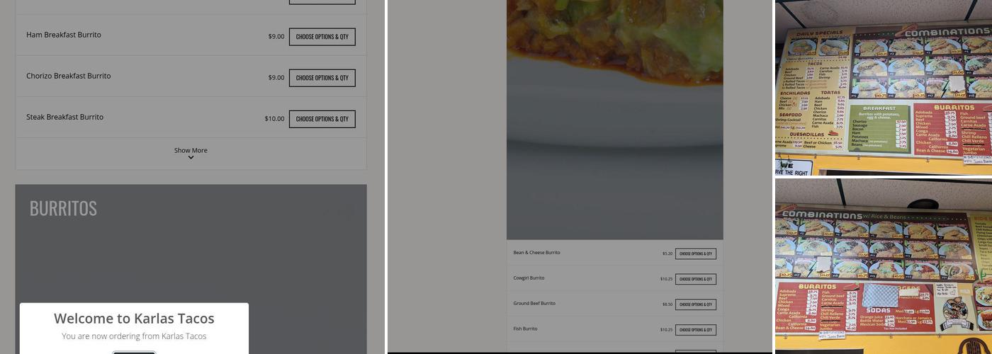 Karla’s taco shop Menu