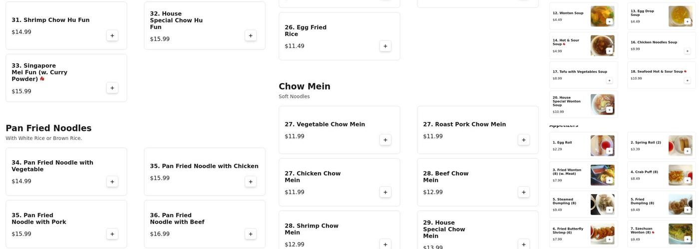 Mandarin House Menu