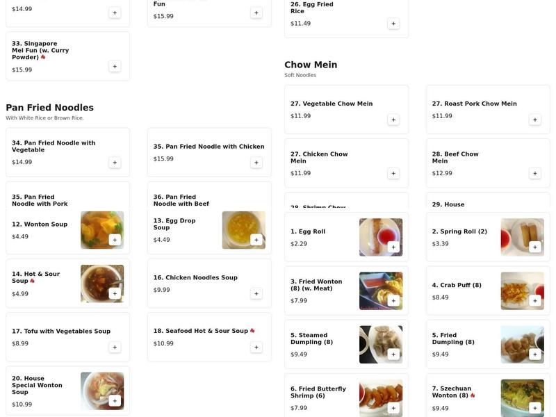 Mandarin House Menu