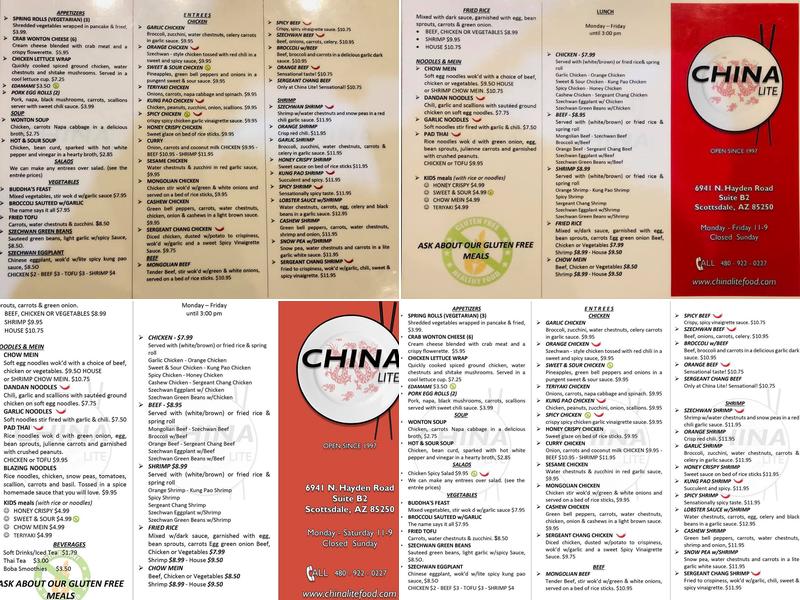China Lite Menu