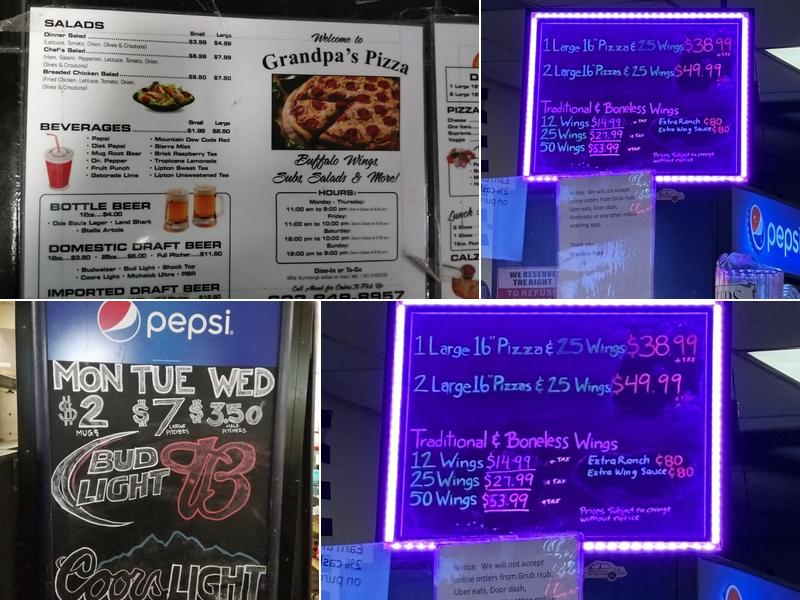 Grandpa's Pizza Menu