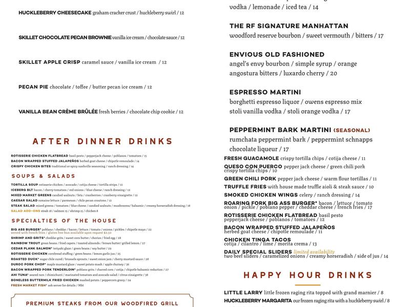 Roaring Fork Menu