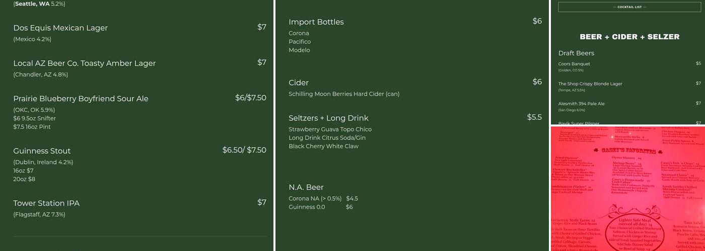 Casey Moore's Oyster House Menu