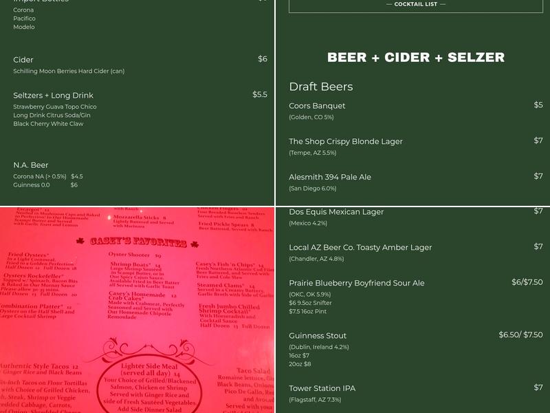 Casey Moore's Oyster House Menu