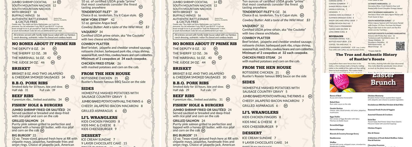 Rustler’s Rooste Menu