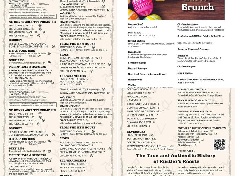Rustler’s Rooste Menu