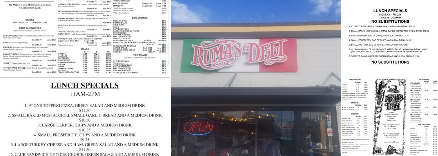 Ruma's Deli Menu