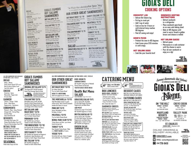 Gioia's Deli on The Hill since 1918 Menu