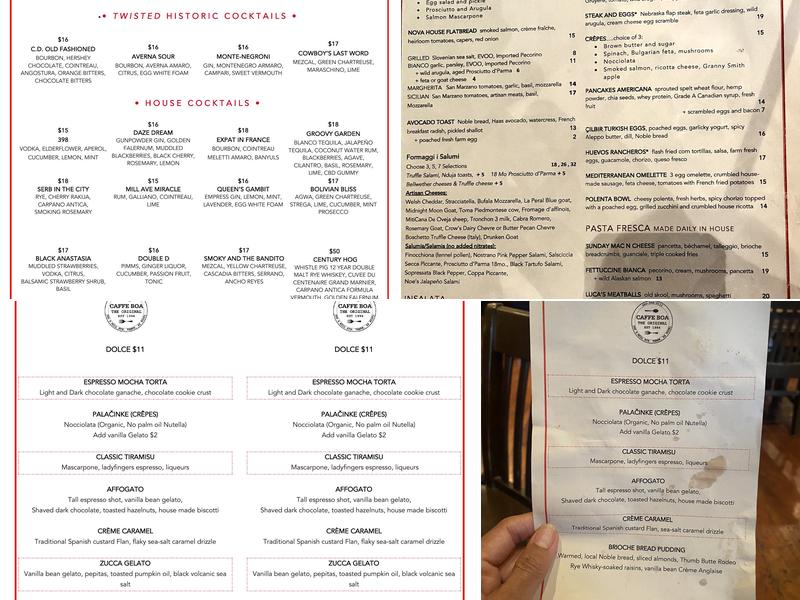 Caffe Boa Menu