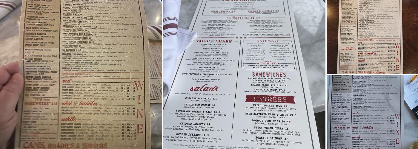 Culinary Dropout Menu