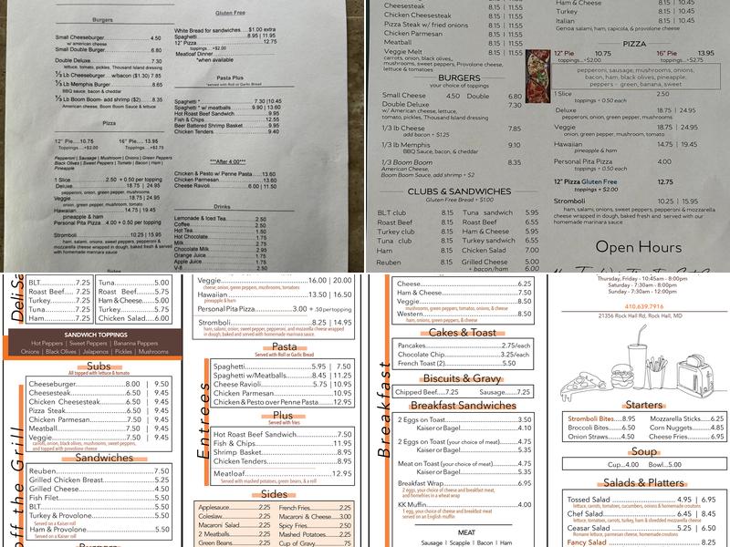 Rock City Cafe (formerly Pasta Plus) Menu