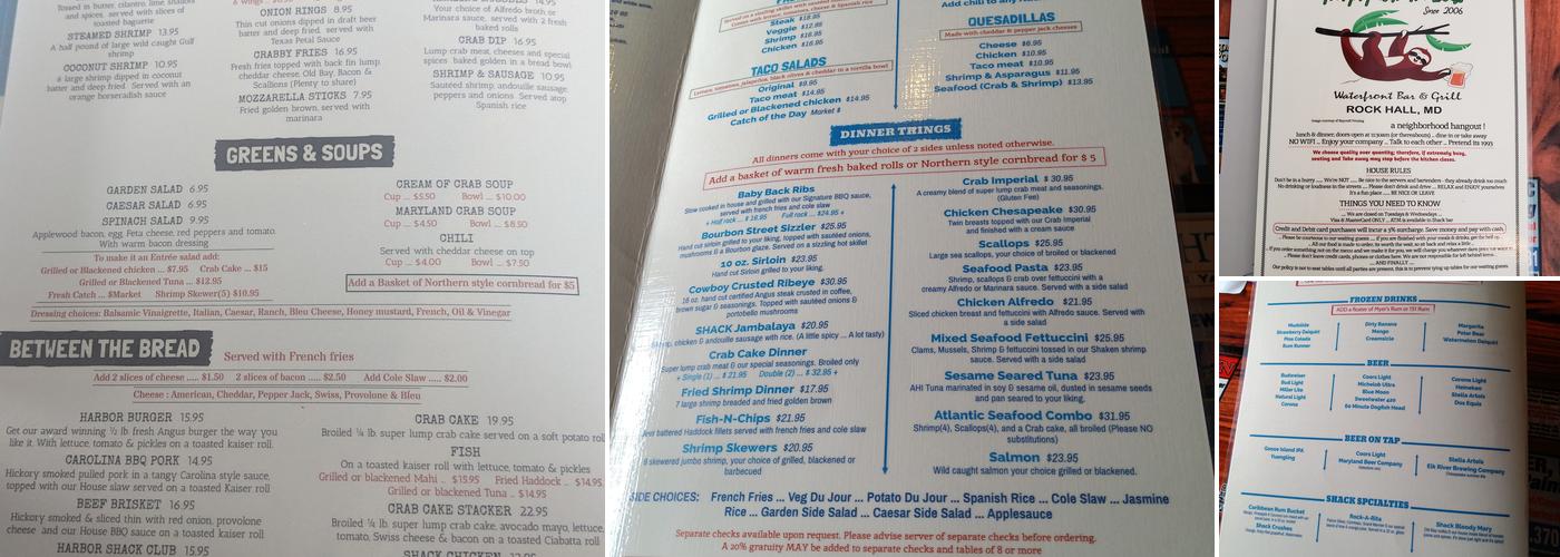 Harbor Shack Menu