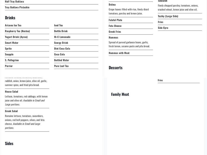Med Fresh Grill Menu