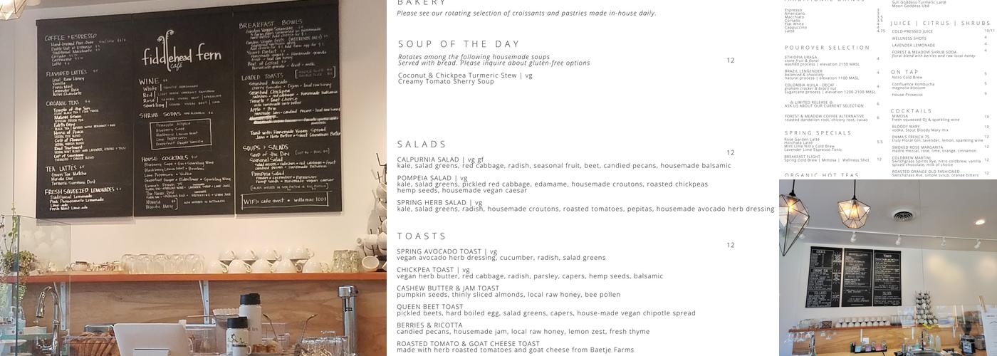 Fiddlehead Fern Cafe Menu