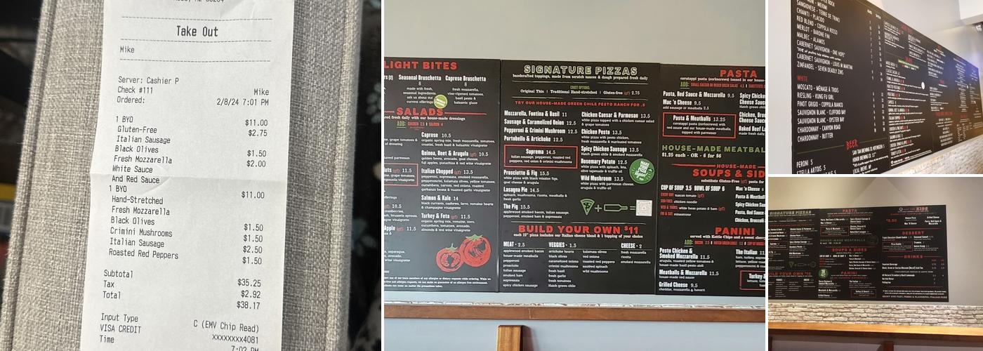 Sauce Pizza & Wine Menu