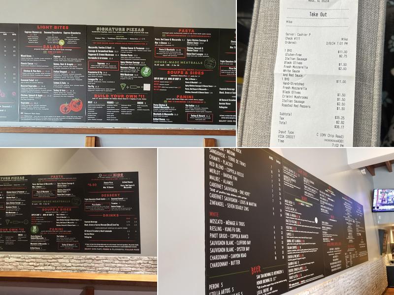 Sauce Pizza & Wine Menu