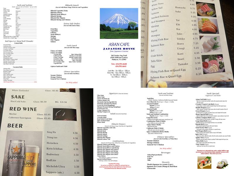Asian Cafe Menu