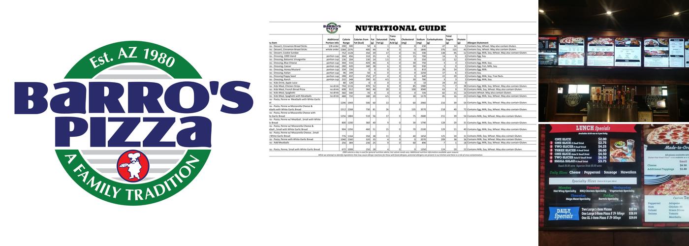 Barro's Pizza Menu