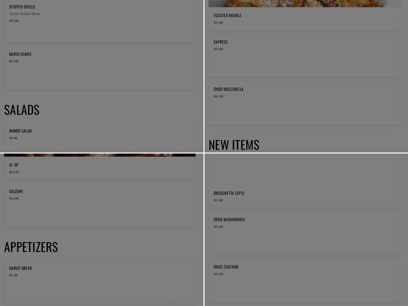 Salerno's Menu