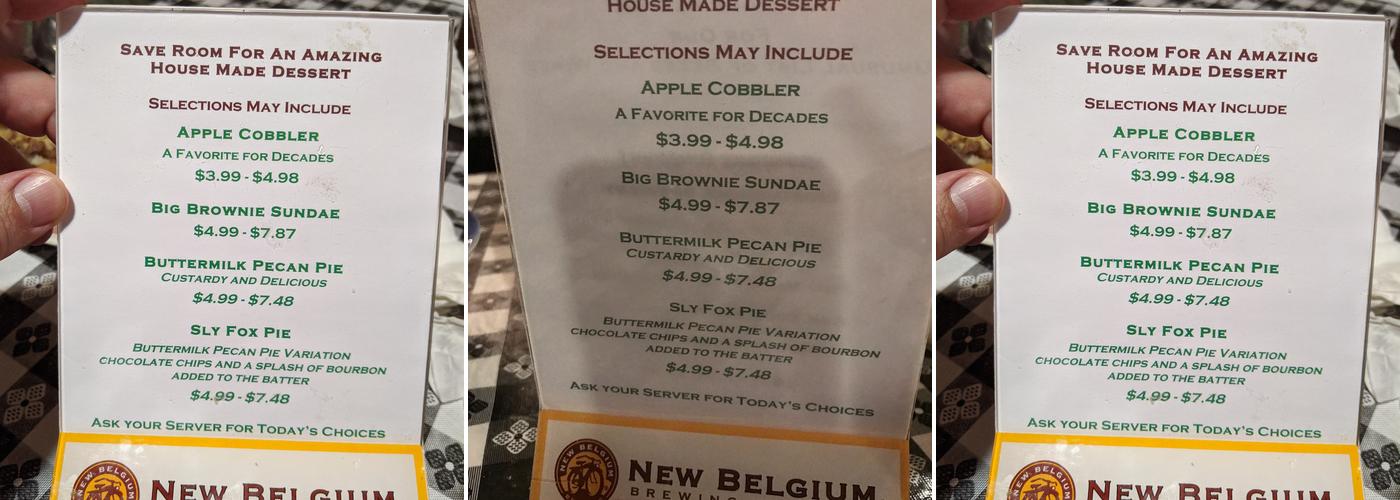 Tanglewood Ordinary Restaurant Menu