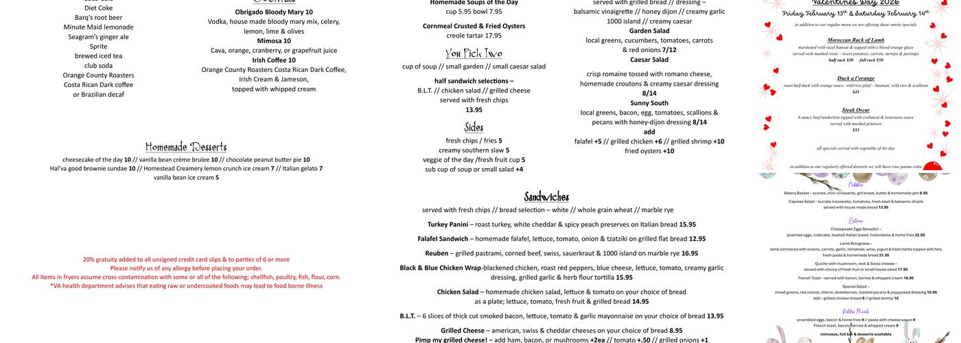 Obrigado Restaurant Menu