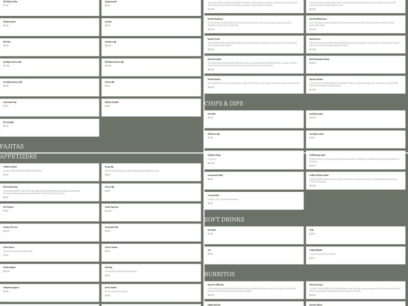 RODEO’S MEXICAN GRILL Menu