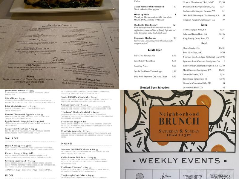 Shadwells Restaurant Menu