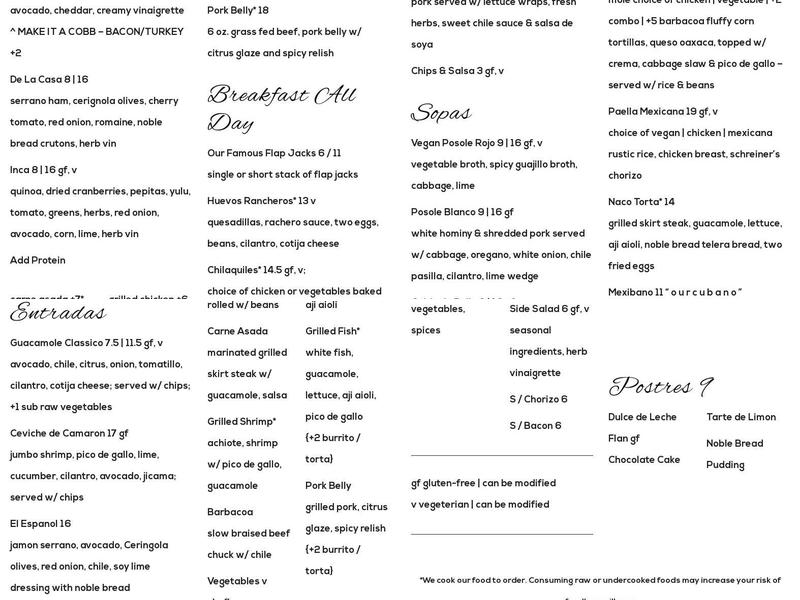 Otro Cafe Menu
