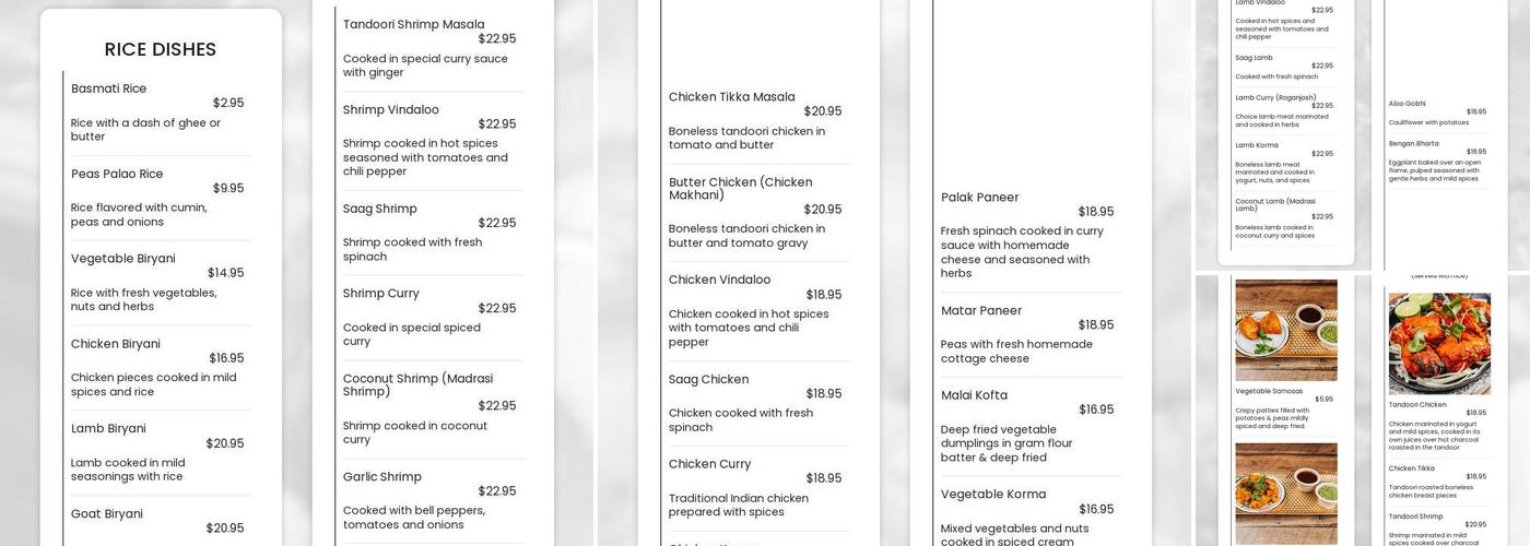 India Oven Menu